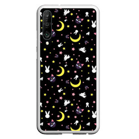 Чехол для Honor P30 с принтом Sailor Moon Pattern в Санкт-Петербурге, Силикон | Область печати: задняя сторона чехла, без боковых панелей | Тематика изображения на принте: аниме | детский | зайчик | зая | звезды | кролик | луна в матроске | матросска | месяц | милота | милый | небо | паттерн | сейлор мун | черный