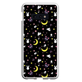 Чехол для Samsung S10E с принтом Sailor Moon Pattern в Санкт-Петербурге, Силикон | Область печати: задняя сторона чехла, без боковых панелей | Тематика изображения на принте: аниме | детский | зайчик | зая | звезды | кролик | луна в матроске | матросска | месяц | милота | милый | небо | паттерн | сейлор мун | черный