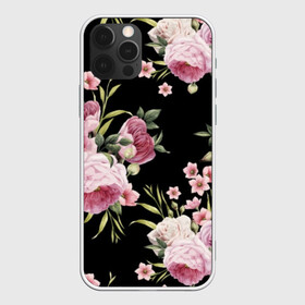 Чехол для iPhone 12 Pro Max с принтом Пионы на Чёрном в Санкт-Петербурге, Силикон |  | Тематика изображения на принте: букет | бутон | весна | красивый | лето | листья | пион | прекрасный | роза | розочка | цветок | цветы