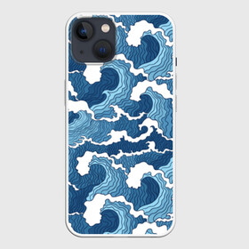 Чехол для iPhone 13 с принтом Морские волны в Санкт-Петербурге,  |  | background | blue | drawing | element | fashion | foam | graphics | illustration | ocean | picture | sea | storm | style | water | waves | wind | ветер | вода | волны | графика | иллюстрация | картинка | мода | море | морские | океан | пена | ри