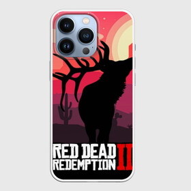 Чехол для iPhone 13 Pro с принтом RDR II в Санкт-Петербурге,  |  | Тематика изображения на принте: gta | rdr 2 | red dead redemption 2 | west | дикий запад | добыча | закат солнца | игра | кактусы | каньон | квест | легендарный олень в rdr 2 | новинки игр | рога оленя