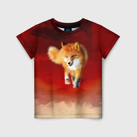 Детская футболка 3D с принтом Огненная Лиса в Санкт-Петербурге, 100% гипоаллергенный полиэфир | прямой крой, круглый вырез горловины, длина до линии бедер, чуть спущенное плечо, ткань немного тянется | Тематика изображения на принте: fire fox | firefox | fox | fox say | ylvis   the fox | главное фыр | кицунэ | лиза | лиса | лисичка | мемасики | мемы | огонь | фыр фыр | хитрая лиса | я хочу фырфыр