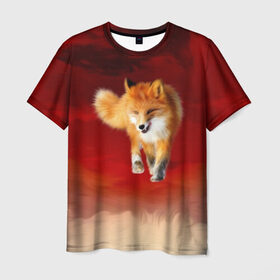 Мужская футболка 3D с принтом Огненная Лиса в Санкт-Петербурге, 100% полиэфир | прямой крой, круглый вырез горловины, длина до линии бедер | fire fox | firefox | fox | fox say | ylvis   the fox | главное фыр | кицунэ | лиза | лиса | лисичка | мемасики | мемы | огонь | фыр фыр | хитрая лиса | я хочу фырфыр