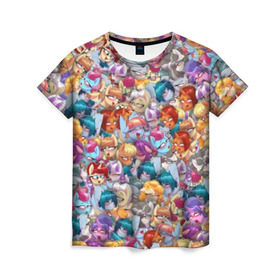 Женская футболка 3D с принтом My Little Pony Ahegao в Санкт-Петербурге, 100% полиэфир ( синтетическое хлопкоподобное полотно) | прямой крой, круглый вырез горловины, длина до линии бедер | anime | mlp | аниме | ахегао | единорог | лошадь | мультфильм | паттерн | пони | правило 34 | стикербомбинг