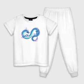 Детская пижама хлопок с принтом Синий китайский дракон в Санкт-Петербурге, 100% хлопок |  брюки и футболка прямого кроя, без карманов, на брюках мягкая резинка на поясе и по низу штанин
 | Тематика изображения на принте: 