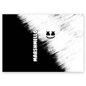 Поздравительная открытка с принтом Marshmello 3 в Санкт-Петербурге, 100% бумага | плотность бумаги 280 г/м2, матовая, на обратной стороне линовка и место для марки
 | dj | fortnite | marshmello | music | дж | зефир | маршмелоу | музыка | форнайт | фортнайт