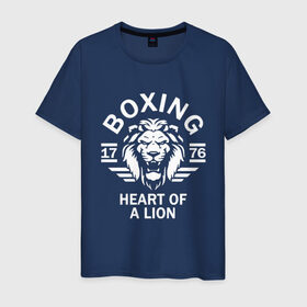 Мужская футболка хлопок с принтом Бокс - сердце льва в Санкт-Петербурге, 100% хлопок | прямой крой, круглый вырез горловины, длина до линии бедер, слегка спущенное плечо. | box | boxing | bruce lee | champion | dragon | fight | fighter | judo | muay thai | team | tiger | ufc | али | боевые | боец | бой | бокс | боксер | борьба | брюс ли | воин | дзюдо | дракон | единоборства | искусство | карате | контакт | кулак | лев