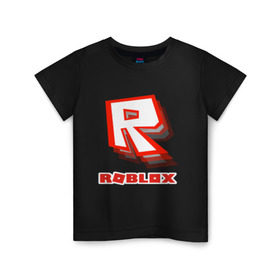Детская футболка хлопок с принтом Roblox в Санкт-Петербурге, 100% хлопок | круглый вырез горловины, полуприлегающий силуэт, длина до линии бедер | play | roblox | детская | для детей | игра | онлайн | ребенку | роблокс | роболкс | симулятор