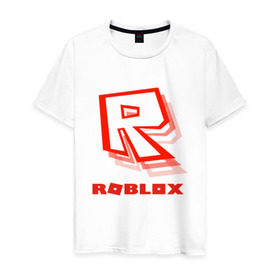 Мужская футболка хлопок с принтом Roblox в Санкт-Петербурге, 100% хлопок | прямой крой, круглый вырез горловины, длина до линии бедер, слегка спущенное плечо. | play | roblox | детская | для детей | игра | онлайн | ребенку | роблокс | роболкс | симулятор