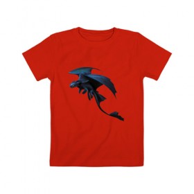 Детская футболка хлопок с принтом ночная фурия в Санкт-Петербурге, 100% хлопок | круглый вырез горловины, полуприлегающий силуэт, длина до линии бедер | how to train your dragon | night fury | беззубик | дракон | как приручить дракона | ночная фурия