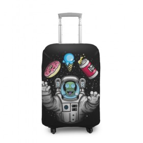 Чехол для чемодана 3D с принтом Гомер в космосе в Санкт-Петербурге, 86% полиэфир, 14% спандекс | двустороннее нанесение принта, прорези для ручек и колес | bart | homer | lisa | simpsons | space | барт | гомер | космос | пончик | симпсоны