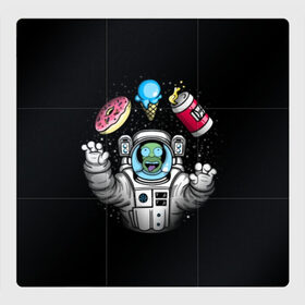 Магнитный плакат 3Х3 с принтом Гомер в космосе в Санкт-Петербурге, Полимерный материал с магнитным слоем | 9 деталей размером 9*9 см | Тематика изображения на принте: bart | homer | lisa | simpsons | space | барт | гомер | космос | пончик | симпсоны