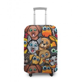 Чехол для чемодана 3D с принтом Веселые собаки в Санкт-Петербурге, 86% полиэфир, 14% спандекс | двустороннее нанесение принта, прорези для ручек и колес | Тематика изображения на принте: бульдог | голубые глаза | доберман | животные | жирафы | котики | милые | олени | разноцветные | собаки | хаски | яркие