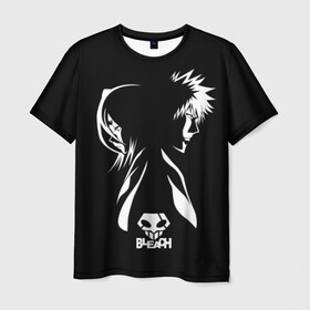 Мужская футболка 3D с принтом BLEACH minimal в Санкт-Петербурге, 100% полиэфир | прямой крой, круглый вырез горловины, длина до линии бедер | anime | bleach | аниме | блич | ичиго | манга | маска | пустые | синигами | фэнтези