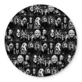 Коврик круглый с принтом Slipknot в Санкт-Петербурге, резина и полиэстер | круглая форма, изображение наносится на всю лицевую часть | Тематика изображения на принте: альтернативный | американская | глэм | готик | гранж | группа | метал | модные | музыка | пост | рок | хард