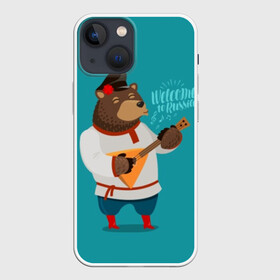 Чехол для iPhone 13 mini с принтом Welcome to Russia в Санкт-Петербурге,  |  | animal | balalaika | bear | cap | flower | great | musical | play | power | predator | red | russia | russian | welcome | wild | балалайка | великая | де | дикий | добро | животное | играет | инструмент | красные | медведь | музыкальный | пожаловать | род