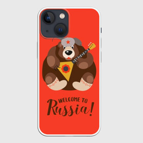 Чехол для iPhone 13 mini с принтом Welcome to Russia в Санкт-Петербурге,  |  | animal | balalaika | bear | great | hat | musical | play | power | predator | russia | russian | star | welcome | wild | балалайка | валенки | великая | д | дикий | добро | животное | звезда | играет | инструмент | медведь | музыкальный | надпись | пожало