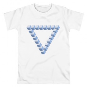 Мужская футболка хлопок с принтом Объемная геометрия в Санкт-Петербурге, 100% хлопок | прямой крой, круглый вырез горловины, длина до линии бедер, слегка спущенное плечо. | абстракция | геометрия | иллюзия | тренд | треугольник | треугольники