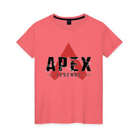 Женская футболка хлопок с принтом Apex Legends Logo в Санкт-Петербурге, 100% хлопок | прямой крой, круглый вырез горловины, длина до линии бедер, слегка спущенное плечо | apex | apex legends | bangalor | bloodhound | caustic | gibraltar | legends | lifeline | logo | mirage | pathfinder | titanfall | wraith | апекс