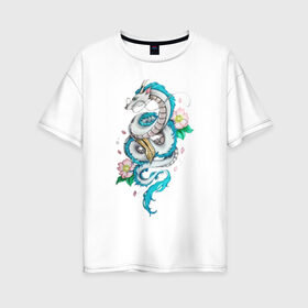 Женская футболка хлопок Oversize с принтом Унесённые призраками в Санкт-Петербурге, 100% хлопок | свободный крой, круглый ворот, спущенный рукав, длина до линии бедер
 | аниме | безликий | сэн и таинственное исчезновение тихиро | унесённые призраками | хаку | хаяо миядзаки
