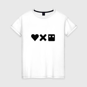 Женская футболка хлопок с принтом LDR в Санкт-Петербурге, 100% хлопок | прямой крой, круглый вырез горловины, длина до линии бедер, слегка спущенное плечо | death | love death + robots | netflix | robots | любовь | нетфликс | роботы | сериал