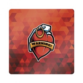 Магнит виниловый Квадрат с принтом Warning в Санкт-Петербурге, полимерный материал с магнитным слоем | размер 9*9 см, закругленные углы | Тематика изображения на принте: cool | grenade | heart | hype | pin | red | vanguard | warning | авангард | граната | красный | круто | любовь | сердце | хайп | чека