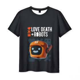 Мужская футболка 3D с принтом Love, Death & Robots в Санкт-Петербурге, 100% полиэфир | прямой крой, круглый вырез горловины, длина до линии бедер | cartoon | death | fantasy | heavy | horror | metal | miller | netflix | robots | tim | witness | любовь | миллер | мультфильм | робот | роботы | тим | ужасы | фэнтези