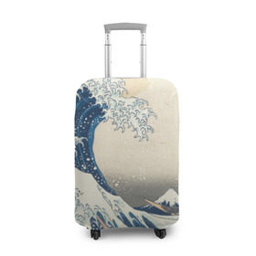 Чехол для чемодана 3D с принтом Большая волна в Канагаве в Санкт-Петербурге, 86% полиэфир, 14% спандекс | двустороннее нанесение принта, прорези для ручек и колес | арт | большая волна | в канагаве | гравюра | искусство | канагава | кацусики хокусай | япония