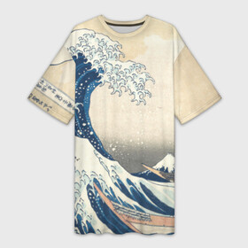Платье-футболка 3D с принтом Большая волна в Канагаве в Санкт-Петербурге,  |  | Тематика изображения на принте: арт | большая волна | в канагаве | гравюра | искусство | канагава | кацусики хокусай | япония