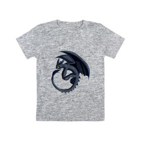 Детская футболка хлопок с принтом ночная фурия в Санкт-Петербурге, 100% хлопок | круглый вырез горловины, полуприлегающий силуэт, длина до линии бедер | how to train your dragon | night fury | беззубик | дракон | как приручить дракона | ночная фурия