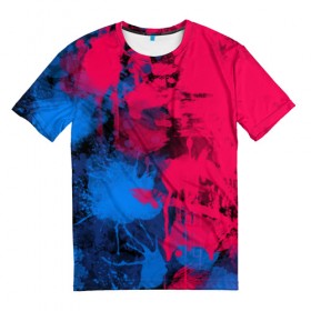 Мужская футболка 3D с принтом Буря красок в Санкт-Петербурге, 100% полиэфир | прямой крой, круглый вырез горловины, длина до линии бедер | арт | буря красок | искусство | краски | розовый | синий | современное искусство | стрит арт