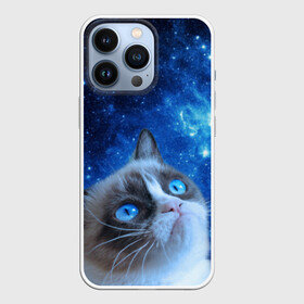 Чехол для iPhone 13 Pro с принтом Сердитый кот в космосе в Санкт-Петербурге,  |  | grumpy cat | космос | кот | кот в космосе | кот мем | кошка | кошка мем | мем кот | сердитый кот | синий кот