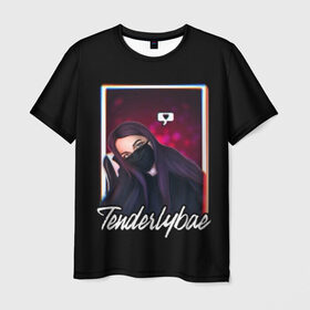 Мужская футболка 3D с принтом Tenderlybae в Санкт-Петербурге, 100% полиэфир | прямой крой, круглый вырез горловины, длина до линии бедер | tenderlybae | амина | блогер | мейби бейби | мирзоева | стример | стримерша | тандели бае | тандерлибае | твич | ютуб