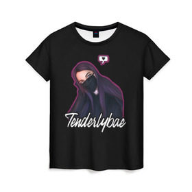 Женская футболка 3D с принтом Tenderlybae в Санкт-Петербурге, 100% полиэфир ( синтетическое хлопкоподобное полотно) | прямой крой, круглый вырез горловины, длина до линии бедер | tenderlybae | амина | блогер | мейби бейби | мирзоева | стример | стримерша | тандели бае | тандерлибае | твич | ютуб