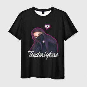 Мужская футболка 3D с принтом Tenderlybae в Санкт-Петербурге, 100% полиэфир | прямой крой, круглый вырез горловины, длина до линии бедер | tenderlybae | амина | блогер | мейби бейби | мирзоева | стример | стримерша | тандели бае | тандерлибае | твич | ютуб
