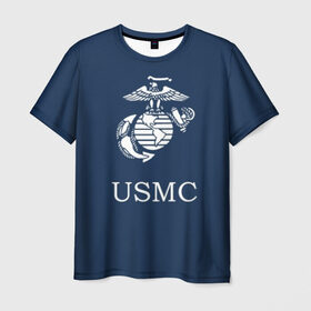 Мужская футболка 3D с принтом United States Marine Corps в Санкт-Петербурге, 100% полиэфир | прямой крой, круглый вырез горловины, длина до линии бедер | u.s. army | u.s. navy | армия | морская пехота