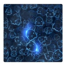 Магнитный плакат 3Х3 с принтом Ghosty в Санкт-Петербурге, Полимерный материал с магнитным слоем | 9 деталей размером 9*9 см | абстракция | аниме | белый | кавай | каспер | милота | приведение | приведенька | призрак | свет | синий