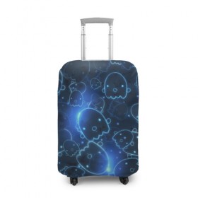 Чехол для чемодана 3D с принтом Ghosty в Санкт-Петербурге, 86% полиэфир, 14% спандекс | двустороннее нанесение принта, прорези для ручек и колес | абстракция | аниме | белый | кавай | каспер | милота | приведение | приведенька | призрак | свет | синий