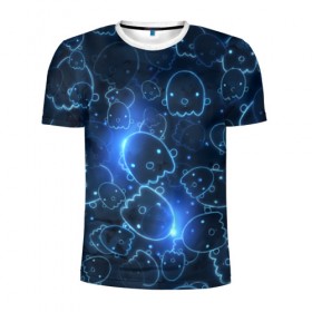 Мужская футболка 3D спортивная с принтом Ghosty в Санкт-Петербурге, 100% полиэстер с улучшенными характеристиками | приталенный силуэт, круглая горловина, широкие плечи, сужается к линии бедра | абстракция | аниме | белый | кавай | каспер | милота | приведение | приведенька | призрак | свет | синий