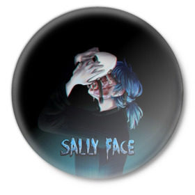 Значок с принтом Sally Face в Санкт-Петербурге,  металл | круглая форма, металлическая застежка в виде булавки | Тематика изображения на принте: sally face | игра | компьютерная игра | лицо | маска | протез | салли фейс | школа | шрамы