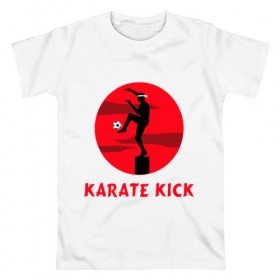 Мужская футболка хлопок с принтом Karate Kick в Санкт-Петербурге, 100% хлопок | прямой крой, круглый вырез горловины, длина до линии бедер, слегка спущенное плечо. | Тематика изображения на принте: 