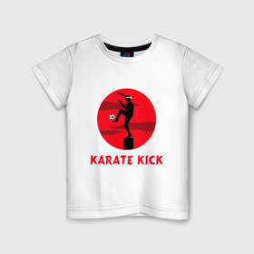 Детская футболка хлопок с принтом Karate Kick в Санкт-Петербурге, 100% хлопок | круглый вырез горловины, полуприлегающий силуэт, длина до линии бедер | 