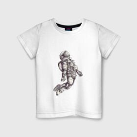 Детская футболка хлопок с принтом Космонавт в Санкт-Петербурге, 100% хлопок | круглый вырез горловины, полуприлегающий силуэт, длина до линии бедер | Тематика изображения на принте: 12 апреля | cosmonaut | space | апрель | астронавт | гагарин | космонавт | космонавтики | космос | юрий гагарин