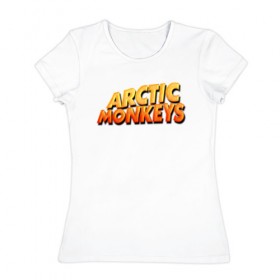 Женская футболка хлопок с принтом Arctic Monkeys в Санкт-Петербурге, 100% хлопок | прямой крой, круглый вырез горловины, длина до линии бедер, слегка спущенное плечо | британская | гараж | группа | инди рок | метал | постпанк | психоделический | ривайвл | рок | хай грин | электроник