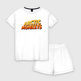 Женская пижама с шортиками хлопок с принтом Arctic Monkeys в Санкт-Петербурге, 100% хлопок | футболка прямого кроя, шорты свободные с широкой мягкой резинкой | британская | гараж | группа | инди рок | метал | постпанк | психоделический | ривайвл | рок | хай грин | электроник