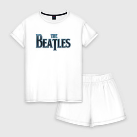 Женская пижама с шортиками хлопок с принтом The Beatles в Санкт-Петербурге, 100% хлопок | футболка прямого кроя, шорты свободные с широкой мягкой резинкой | битлз | британская | группа | джон леннон | джордж харрисон | ливерпуль | пол маккартни | ринго старр | рок