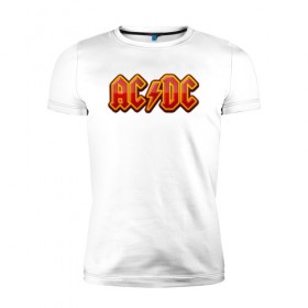 Мужская футболка премиум с принтом AC/DC в Санкт-Петербурге, 92% хлопок, 8% лайкра | приталенный силуэт, круглый вырез ворота, длина до линии бедра, короткий рукав | австралийская | ангус янг | блюз | группа | малькольм янг | рок | рок н ролл | стиви янг | хард