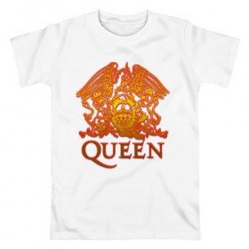 Мужская футболка хлопок с принтом Queen в Санкт-Петербурге, 100% хлопок | прямой крой, круглый вырез горловины, длина до линии бедер, слегка спущенное плечо. | queen | богемская рапсодия | брайан мэи | британская | группа | королева | роджер тейлор | рок | фредди меркьюри