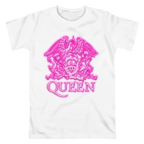 Мужская футболка хлопок с принтом Queen в Санкт-Петербурге, 100% хлопок | прямой крой, круглый вырез горловины, длина до линии бедер, слегка спущенное плечо. | queen | богемская рапсодия | брайан мэи | британская | группа | королева | роджер тейлор | рок | фредди меркьюри