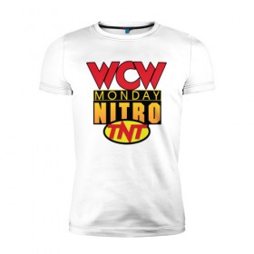 Мужская футболка премиум с принтом WCW Monday Night Nitro в Санкт-Петербурге, 92% хлопок, 8% лайкра | приталенный силуэт, круглый вырез ворота, длина до линии бедра, короткий рукав | nitro | wcw | wrestling | рестлинг